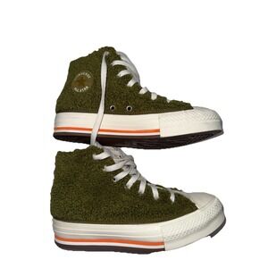 Converse Chuck Taylor All Star High Top Teddy Fleece Olive Green Sz 4y Eur 36